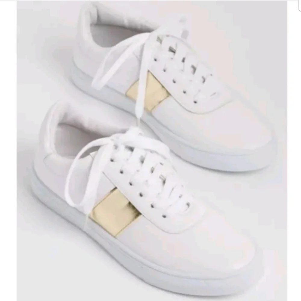 Gold Metallic Striped Sneakers - Picture 3 of 5